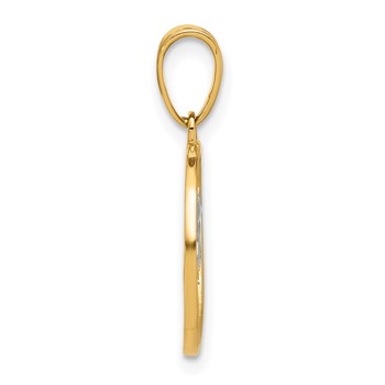 14K with White Rhodium Ocean and Palm Tree Round Pendant — alternate view