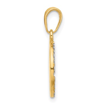 14k and White Rhodium Diamond-cut Compass Pendant — alternate view