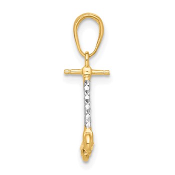 14K and White Rhodium Diamond-cut 3-D Scooter Pendant — alternate view