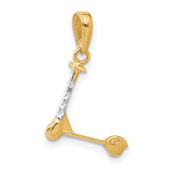 14K and White Rhodium Diamond-cut 3-D Scooter Pendant