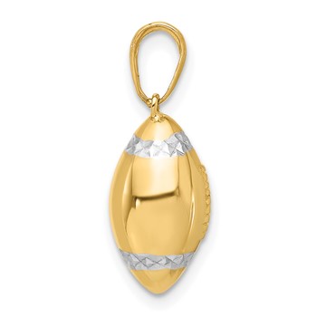 14k and White Rhodium Diamond-cut 3-D Football Pendant — alternate view
