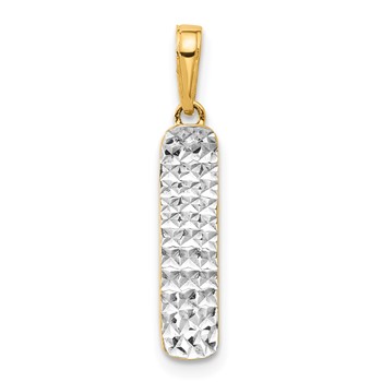 14k and White Rhodium Diamond-cut Skateboard Pendant