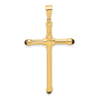 14K Polished with Black Onyx Cross Pendant