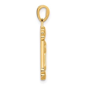 14K Polished and Textured Dog Tag Cross Pendant — alternate view