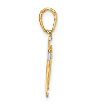 14k and White Rhodium Diamond-cut Crucifix Cross Pendant — alternate view