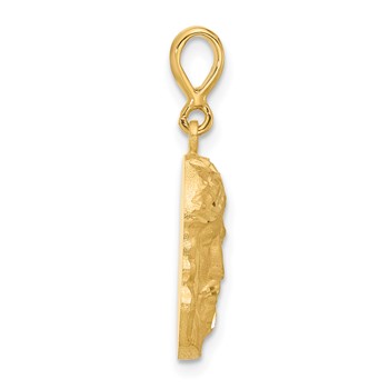 14K Satin and Diamond-cut Jesus Medal Pendant — alternate view