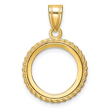 Image of Wideband Distinguished Coin Jewelry 14k Polished with Casted Rope 14.0mm Prong Coin Bezel Pendant