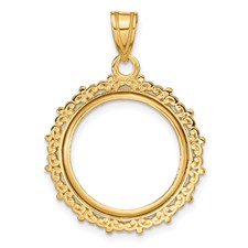 Image of Wideband Distinguished Coin Jewelry 14k Polished Fancy 16.5mm Prong Coin Bezel Pendant