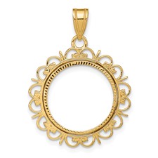 10k Yellow Gold Polished 32.0mm X 2.85mm Screw Top Coin Bezel Pendant