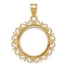 Image of Wideband Distinguished Coin Jewelry 14k Polished Fancy 16.5mm Prong Coin Bezel Pendant