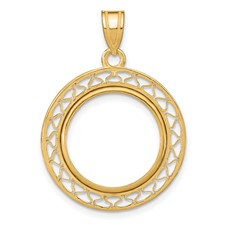 Image of Wideband Distinguished Coin Jewelry 14k Polished Fancy Wire 16.5mm Prong Coin Bezel Pendant