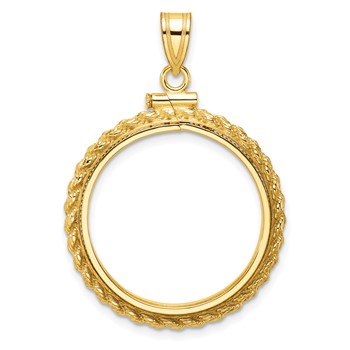 Wideband Distinguished Coin Jewelry 10k Polished Casted Rope 22.0mm x 1.9mm Screw Top Coin Bezel Pendant