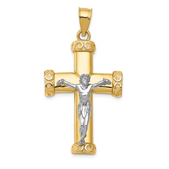 14k Two-tone Crucifix Pendant