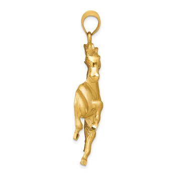 14k Large Satin Diamond-cut Horse Pendant — alternate view