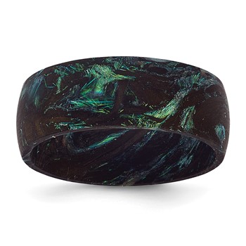 Chisel Solid Carbon Fiber Blue Green Iridescent 8mm Ring