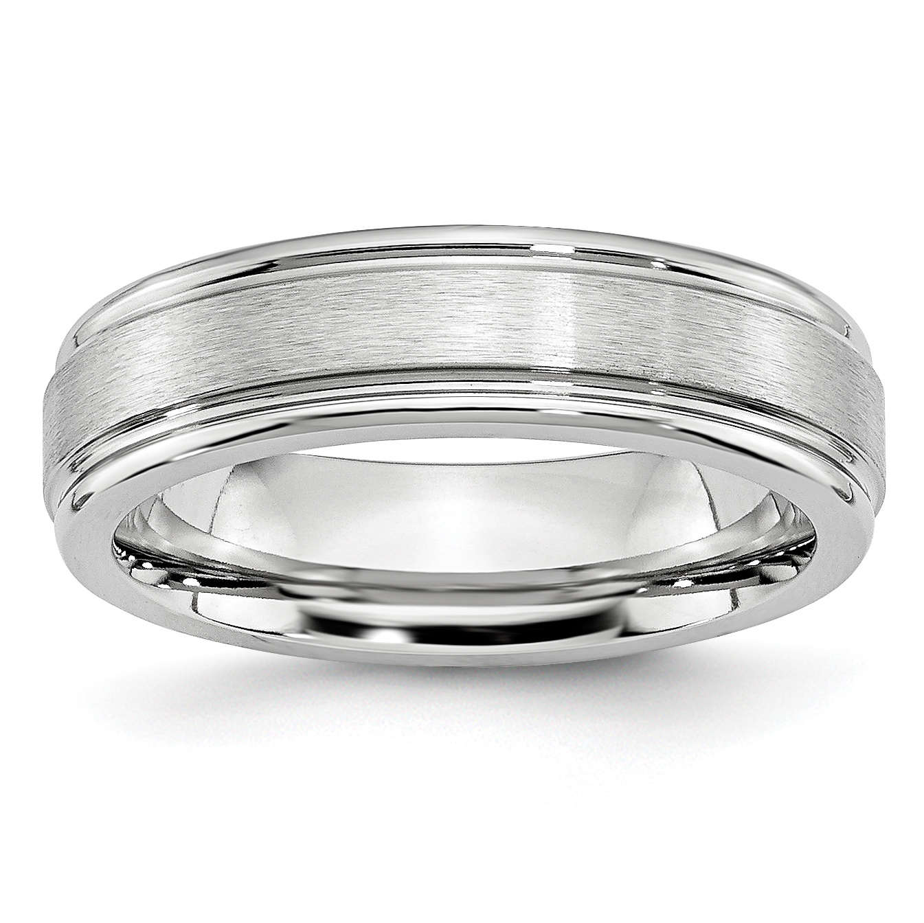 Men's 6.0mm Engravable Double Ridge Edge Wedding Band in