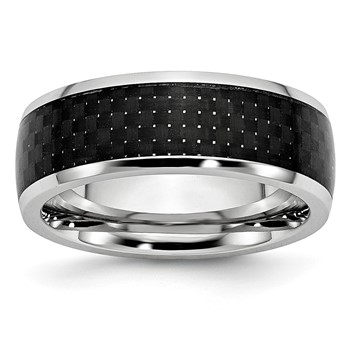 Chisel Cobalt Polished Black Carbon Fiber Inlay 8mm Band