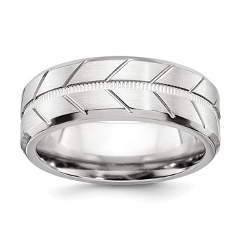 Chisel Cobalt Brushed and Polished Beveled 8mm Band