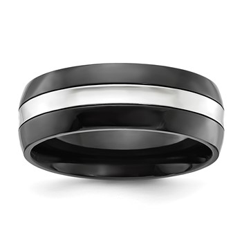 Chisel Cobalt Polished Black IP-plated 8mm Band