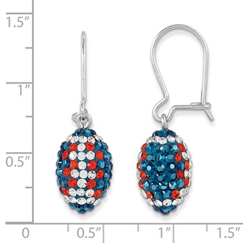 Sterling Silver Crystal Football Earrings — alternate view