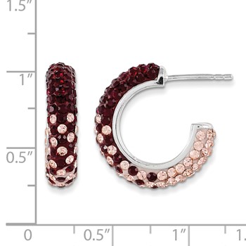 Sterling Silver Crystal Hoop Earrings — alternate view