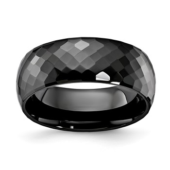 Ceramic Black 7MM Faceted Band