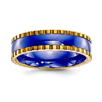 Blue Ceramic w/ Yellow IP 6mm Band