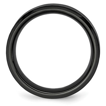 Chisel Ceramic Black Faceted Beveled Edge 8mm Polished Band — alternate view