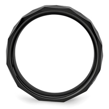 Chisel Ceramic Faceted Black 8mm Polished Beveled Edge Band — alternate view