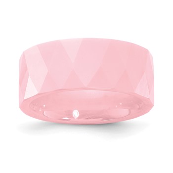 Ceramic Pink Faceted 8mm Polished Band