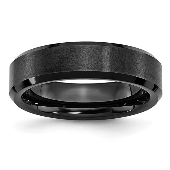 Chisel Black Ceramic Beveled Edge 6mm Brushed and Polished Band - Quality  Gold