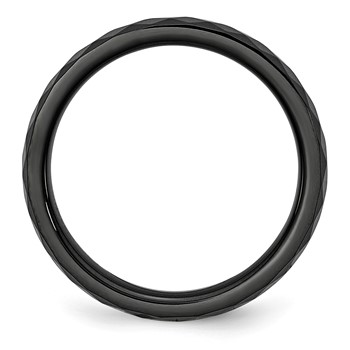 Chisel Ceramic Black 4mm Faceted Polished Band — alternate view