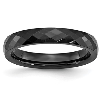 Chisel Ceramic Black 4mm Faceted Polished Band