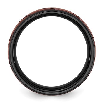 Ceramic Black Polished with Red IP-plated Scratch Finish Grooved Center 8mm — alternate view