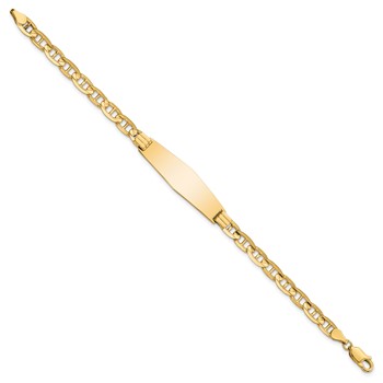 14k Polished Solid Chain/Solid Plate Anchor Link Soft Diamond Shape 33x9.8mm Plate 8 inch ID Bracelet — alternate view