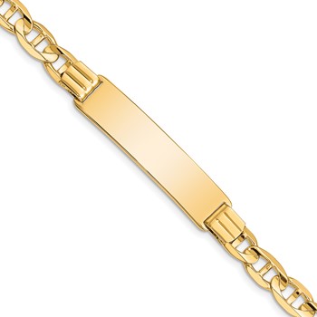 14k Polished Solid Chain/Solid Plate Anchor Link 37x10mm Plate 8 inch ID Bracelet