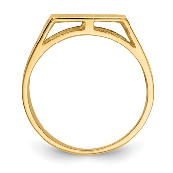 14k 12.5x12.0mm Rectangle Open Back Cut-out Squares Mens Signet Ring — alternate view