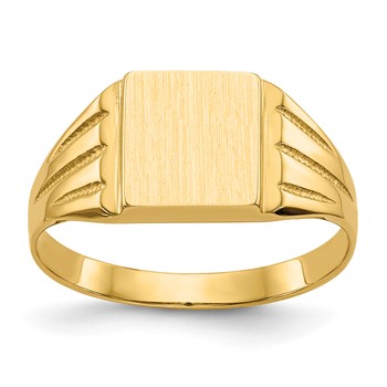 14k 9.0x8.0mm Rectangle Open Back Signet Ring