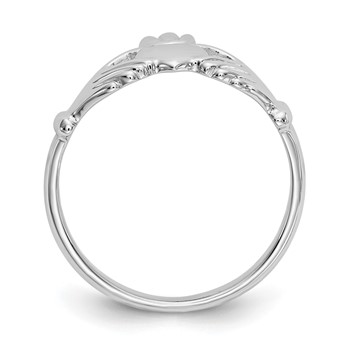 14k White Gold Polished Claddagh Ring — alternate view