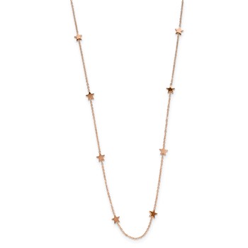 Stainless Steel and Rose Plate Polished Stars 35 inch Necklace