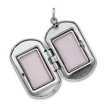 Sterling Silver Rhodium-plated Footprints with Star Rectangular Locket — alternate view