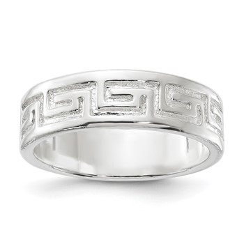 Sterling Silver Polished Greek Key Design Ring