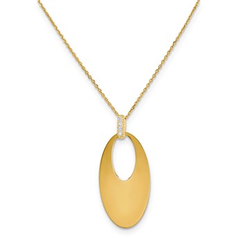 Sterling Silver and Yellow Gold Plate Pendant w/CZ on 16 Chain and 1