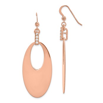 Sterling Silver Rose Gold Plate Earrings w/CZ