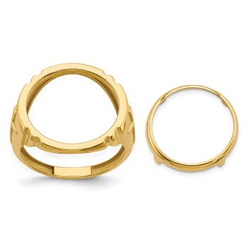 Wideband Distinguished Coin Jewelry 14k Men's Polished with Cross Sides 16.5mm Coin Bezel Ring