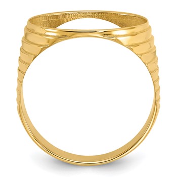 Wideband Distinguished Coin Jewelry 14k Men's Polished and Diamond-cut Ribbed Edge 16.5mm Coin Bezel Ring — alternate view