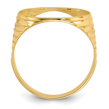 Wideband Distinguished Coin Jewelry 14k Men's Polished Ribbed Edge 16.5mm Coin Bezel Ring — alternate view