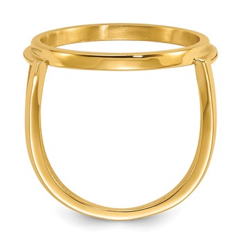 Wideband Distinguished Coin Jewelry 14k Ladies' Polished and Diamond-cut 16.5mm Coin Bezel Ring — alternate view