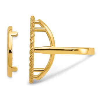 Wideband Distinguished Coin Jewelry 10k Ladies' Polished and Textured with Rope Edge 16.5mm Coin Bezel Ring — alternate view