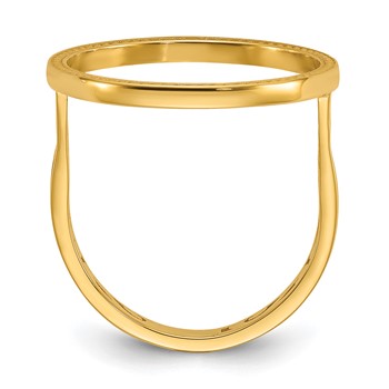 Wideband Distinguished Coin Jewelry 14k Ladies' Polished and Diamond-cut with Filigree Sides and Beaded Top 16.5mm Coin Bezel Ring — alternate view